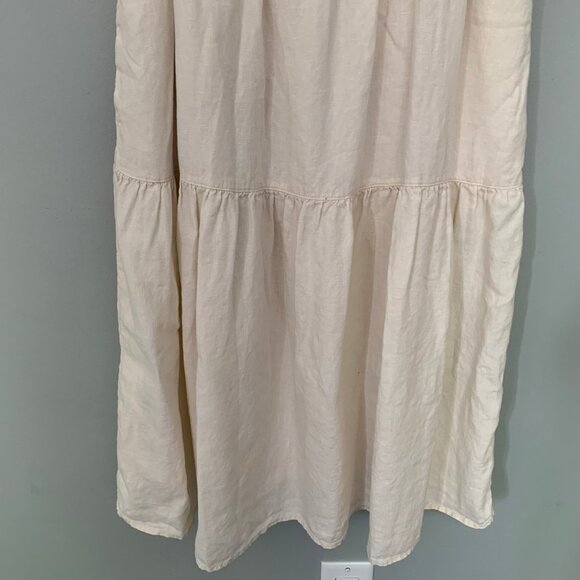 Everlane neutral beige 100% linen peek open back midi length lined dress - Picture 4 of 12